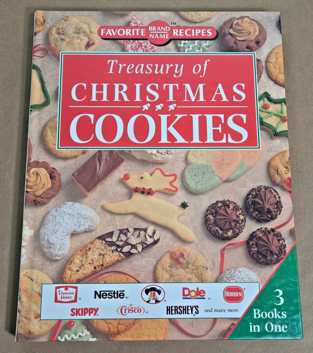 Vintage 1992 Treasury of Christmas Cookies 3-in-1 Cookbook Spiral Hardcover VG